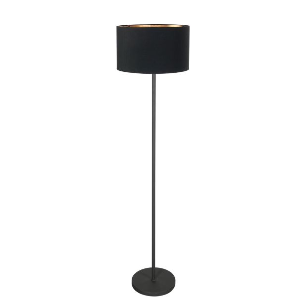 Vloerlamp Noor 4436ZW – Zwart armatuur met zwarte linnen kap