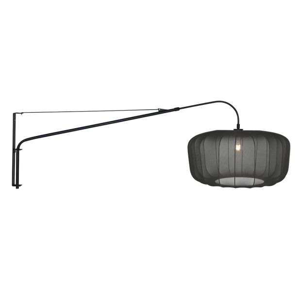 Wandleuchte Vela Lino 4455ZW schwarz mit schwarzem Textilschirm Ø60 cm