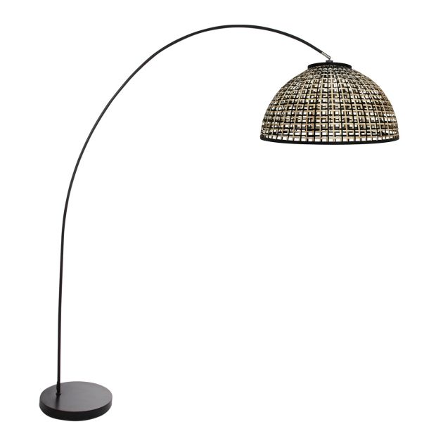 Lampe arc Solva 4467ZW avec abat-jour en bambou noir naturel