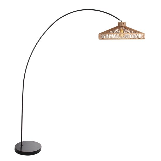 Solva 4469ZW floor lamp with black base and Twine shade