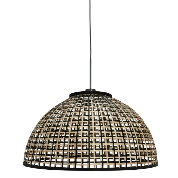 Nox Light 4477ZW – suspension avec abat-jour en bambou semi-rond de 60 cm