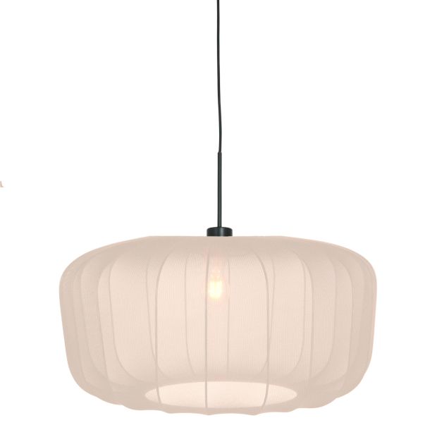 Hängelampe Vela Lino 4485ZW schwarz mit beige-creme Textilschirm