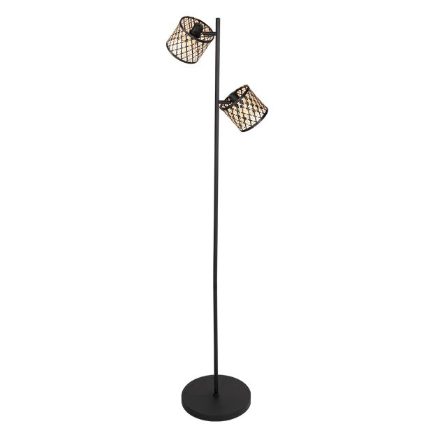 Lampadaire Sumba 4492ZW – noir avec double design en bambou