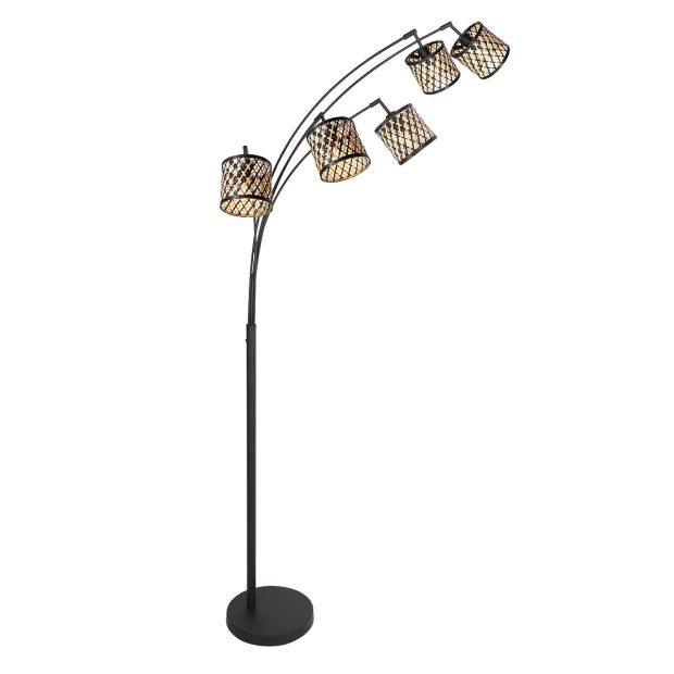 Lampe sur pied Sumba 4493ZW – flexible design en bambou à 5 lumières