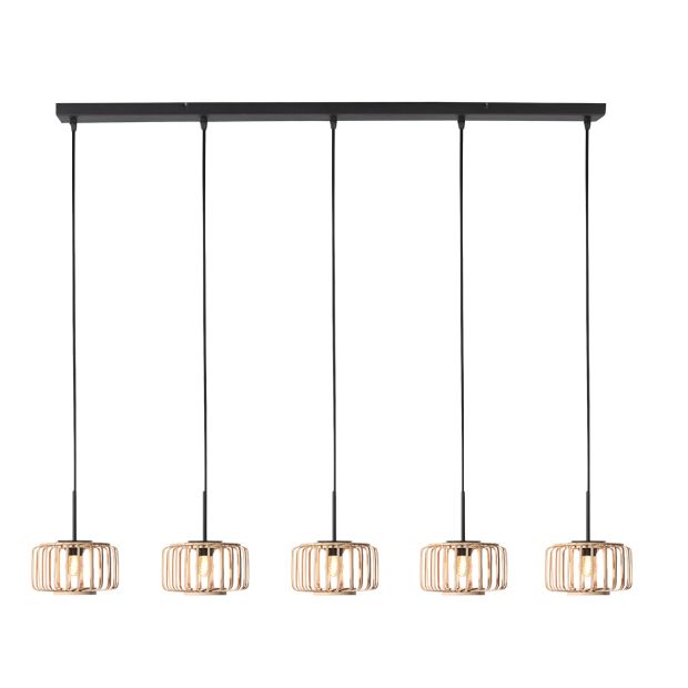 5-Light pendant lamp Breeza-Beach 4527ZW black bamboo shade Ø20 cm