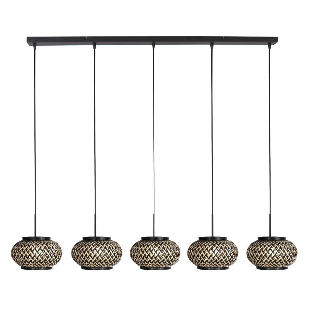Nox Light 4528ZW – suspension avec 5 abat-jours en bambou