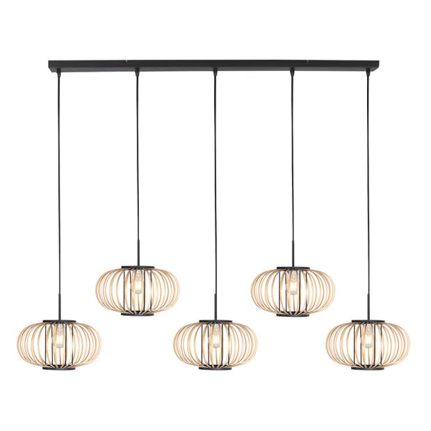 Suspension Silva 4529ZW – lampe en bambou à 5 lumières pour la table à manger