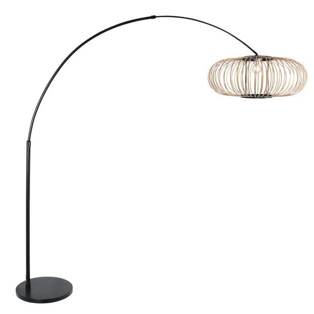 Arc Lamp Sparkled Light 4562ZW black with cream bamboo shade