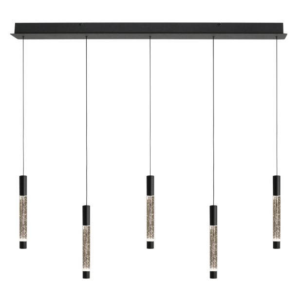 Hängelampe Alisio 4578ZW 5-flammig Luxusglas in Schwarz