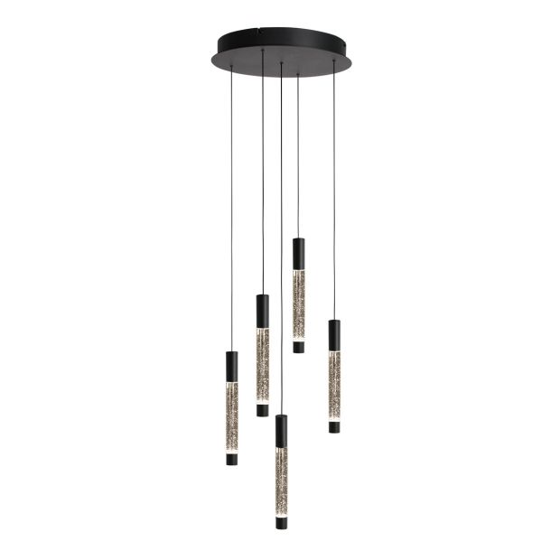 Suspension Alisio 4579ZW 5-lumières luxueuse lampe à vide en verre noir
