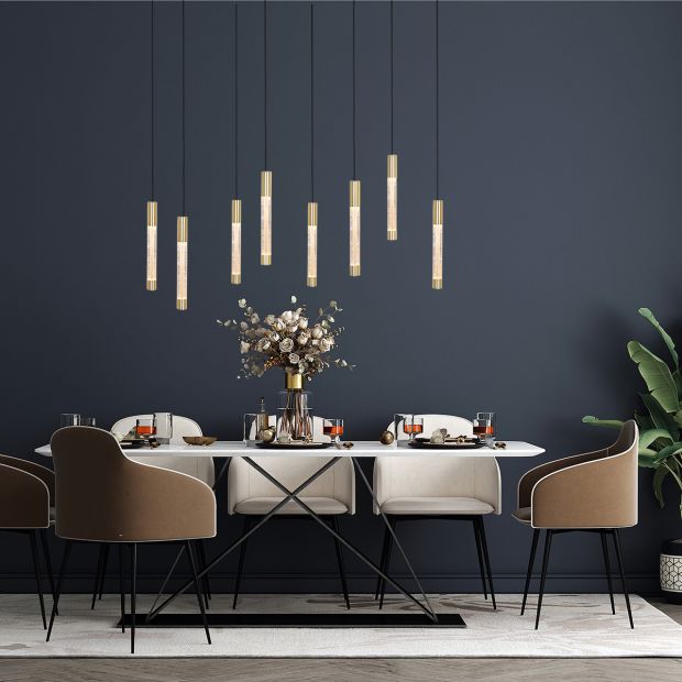 Suspension Alisio 4580ME 8 lumières en verre de luxe en laiton