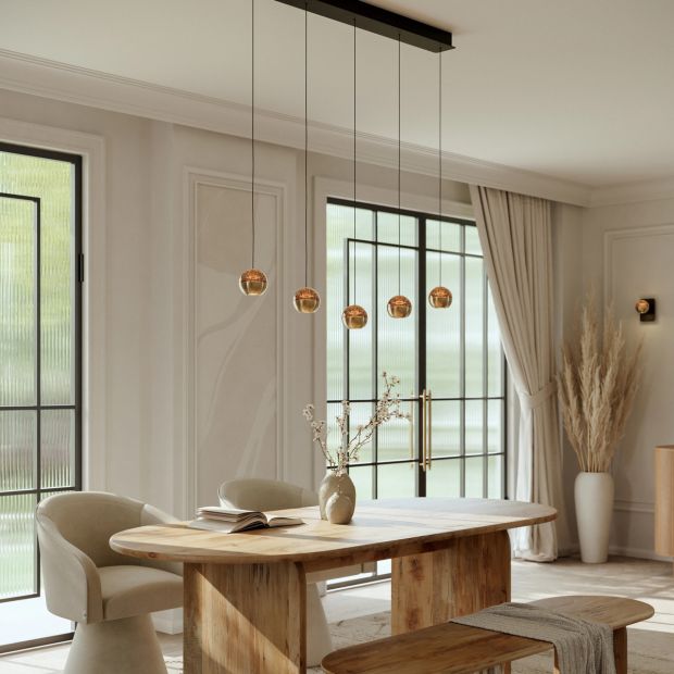 Belluno 4586ME – Luxury brass black pendant lamp with lift system