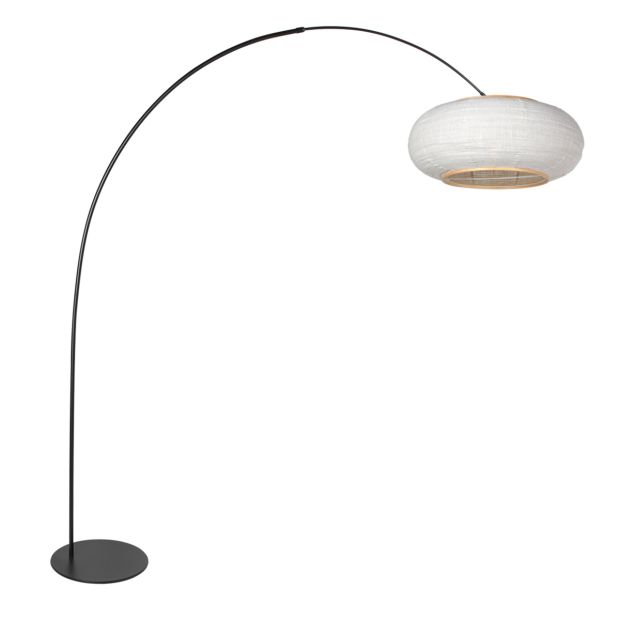 Floor lamp Curve 4642ZW - stylish black arc lamp with linen shade