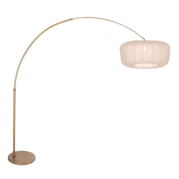 Arc Lamp Vela Lino 4673BR bronze with beige-cream fabric shade