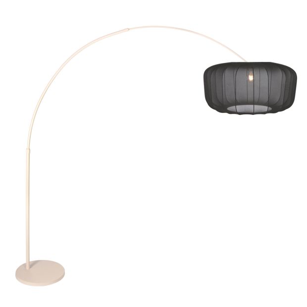 Lamp arc Vela Lino 4679CR crème avec abat-jour en textile noir Ø60 cm
