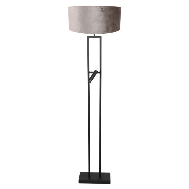 Stehlampe Stang 4723ZW mit grauem Velours-Schirm und Leselicht