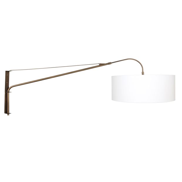 Luminaires murales Élégant Classy 4750BR en bronze avec abat-jour en lin blanc rugueux Ø50 cm