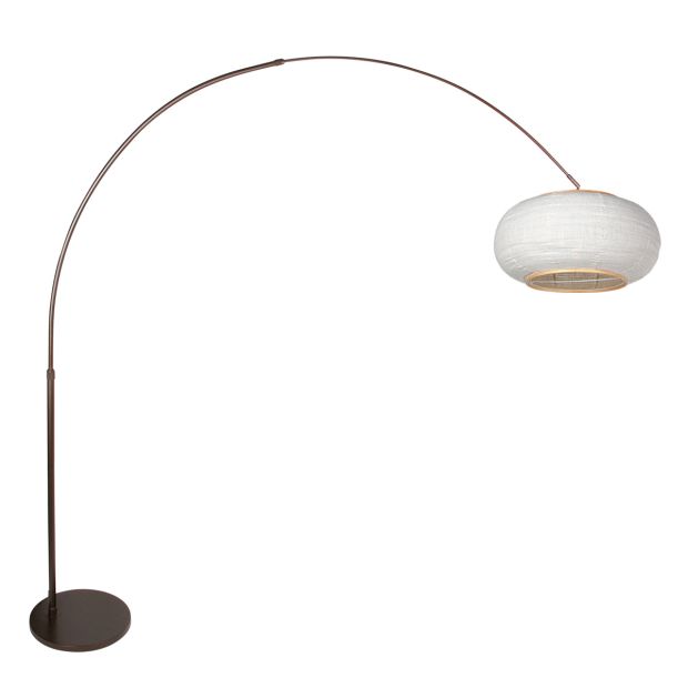 Arc lamp Silva Alba 4761CA cocoa with linen shade Ø60 cm