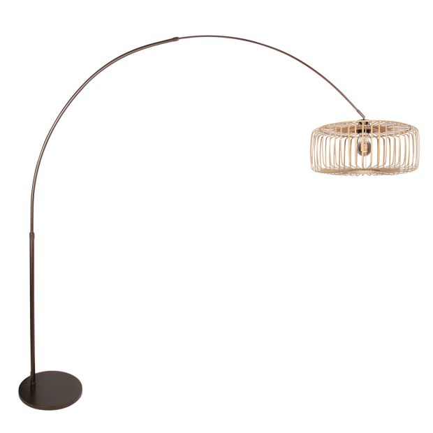 Arc lamp Breeza-Beach 4769CA cocoa with bamboo shade Ø50 cm