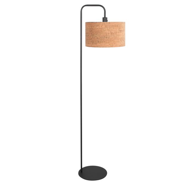 Floor lamp Stang 4774ZW, black floor lamp with cork shade
