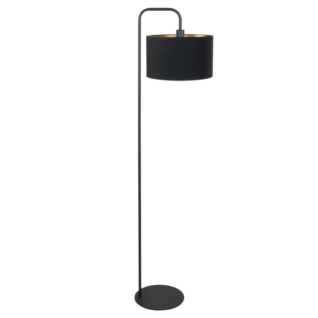 Stehlampe Stang 4775ZW, schwarze Stehlampe mit feinem Leinen-Schirm