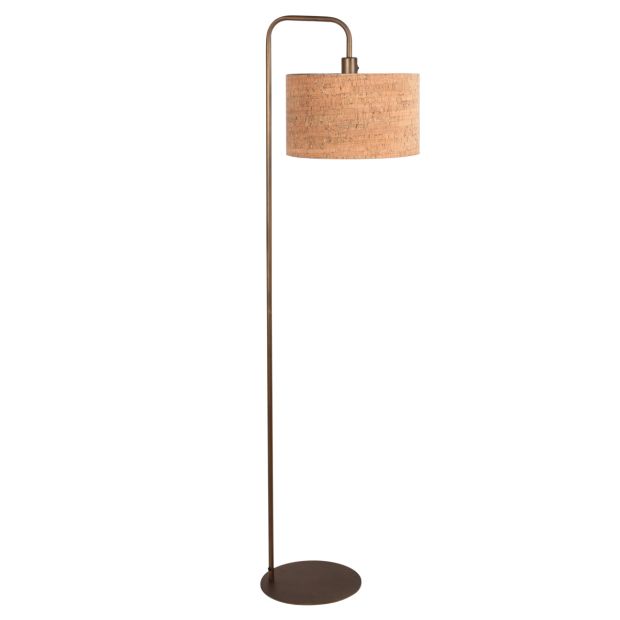 Bodenlampe Stang 4783BR, bronzefarbene Bodenlampe mit Korkschirm