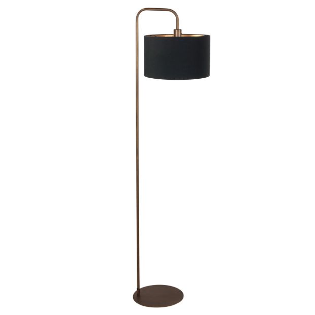 Lamp sur pied Stang 4784BR, lampe sur pied couleur bronze avec un bel abat-jour en lin