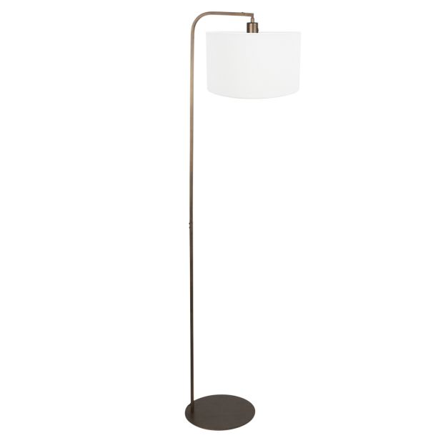 Stehlampe Stang 4802BR mit grobem weißen Leinen-Schirm