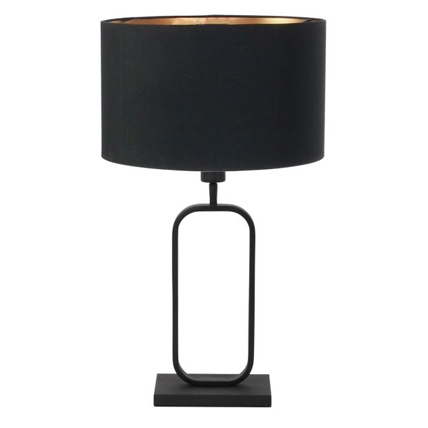 Tischlampe Stang 4807ZW mit schwarzem Leinen-Schirm für Stimmungslicht