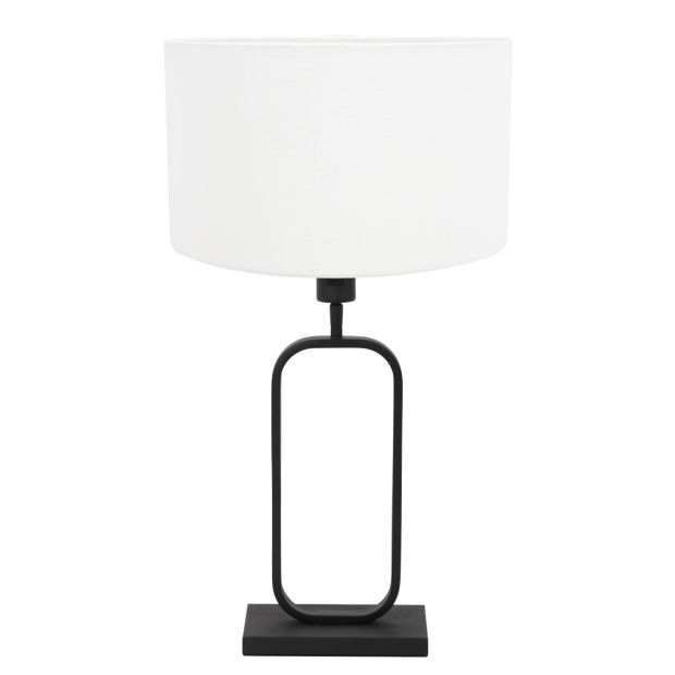 Tischlampe Stang 4809ZW mit weißem Leinen-Schirm für Stimmungslicht