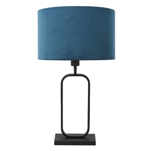 Table lamp Stang 4812ZW with blue velvet shade for ambient lighting