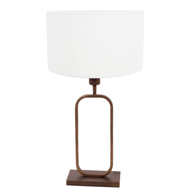 Lampe de table Stang 4816BR avec abat-jour en lin blanc pour éclairage d'ambiance