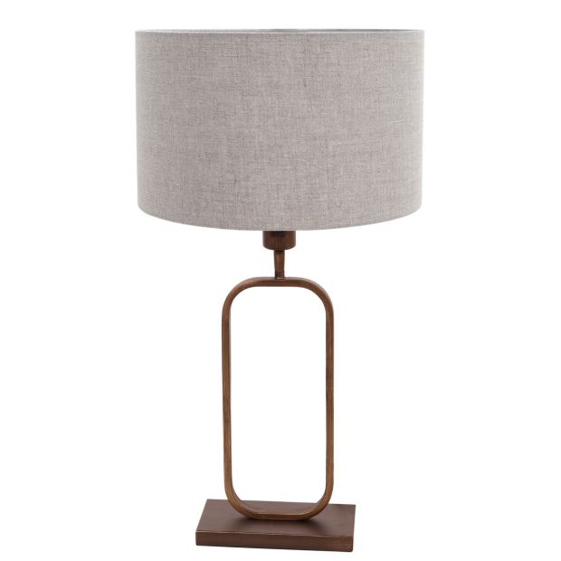 Lampe de table Stang 4817BR avec abat-jour en lin gris pour lumière d'ambiance