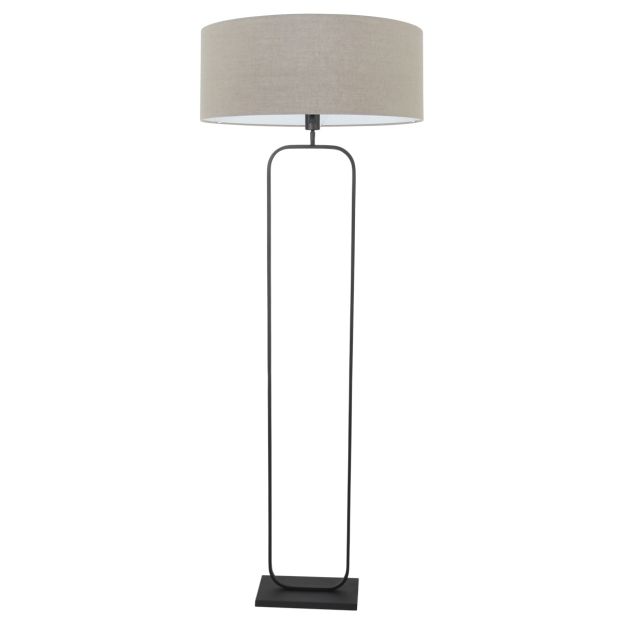 Stehlampe Stang 4823ZW - schwarzes Gestell mit grauem Leinen-Schirm