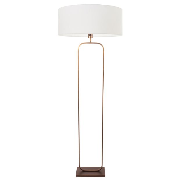 Bodenlampe Stang 4829BR - Bronze Leuchte mit weißem Leinen-Schirm