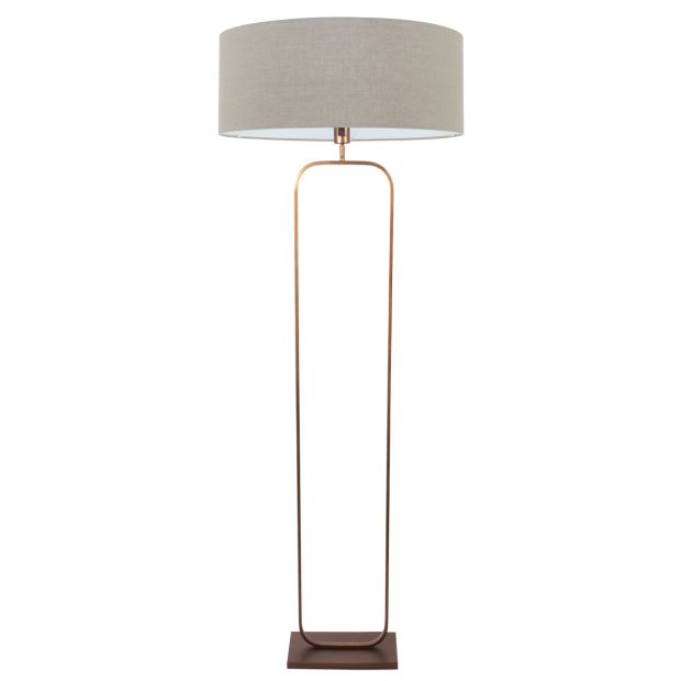 Floor lamp Stang 4830BR - bronze fixture with gray linen shade