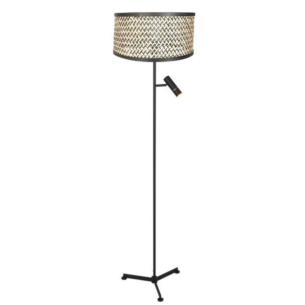 Floor lamp Stang 4832ZW with reading light and woven bamboo shade