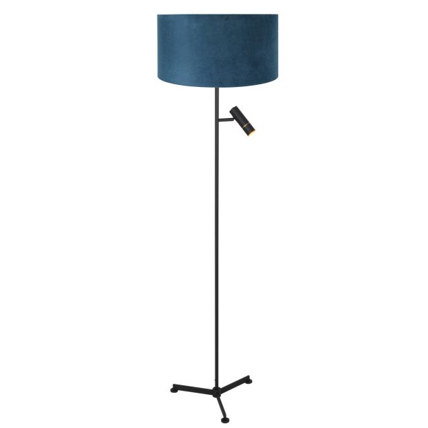 Stehlampe Stang 4839ZW mit Leselicht und blauer Velours-Schirm