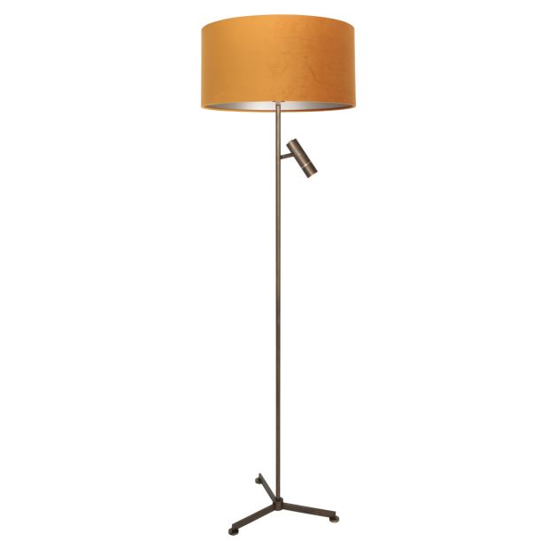 Stehlampe Stange 4842BR mit Leselicht und goldener Samtschirm