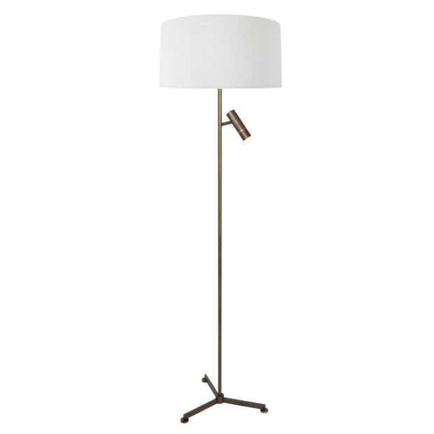 Stehlampe Stang 4843BR mit Leselicht und weißem Schirm