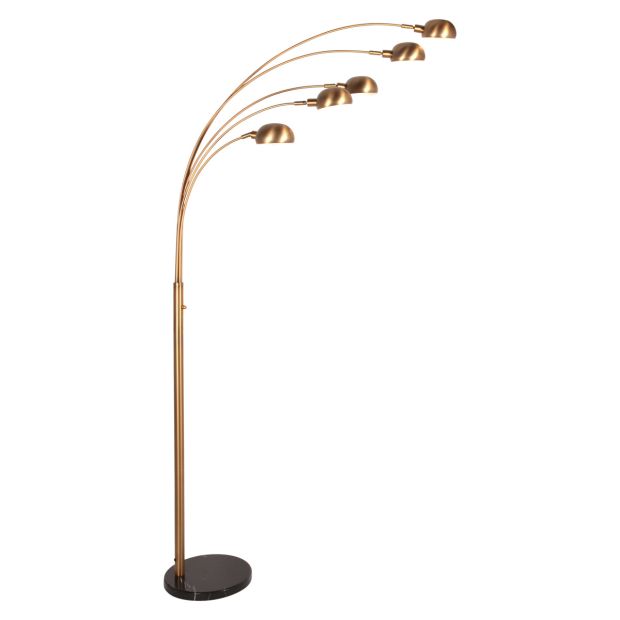 Bronzefußlampe Pentra 4855BR, 5-flammig mit marmorierter Basis