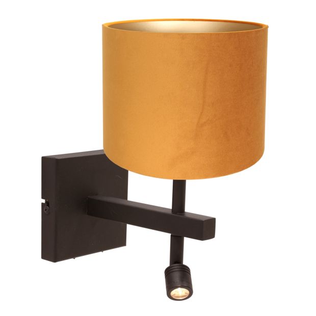 Applique Stang 4870CA avec abat-jour en velours doré et lumière de lecture