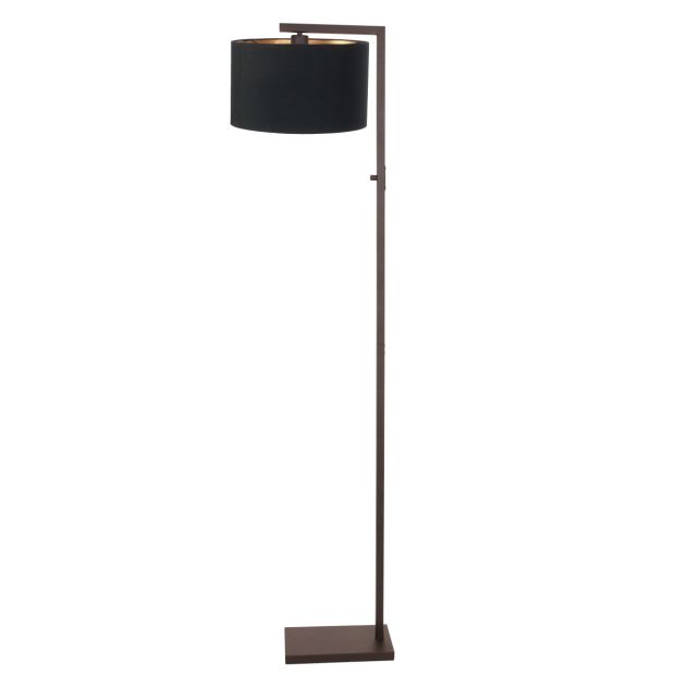 Cacao Stehlampe Stang 4875CA mit Schalter und schwarzem Leinen-Schirm
