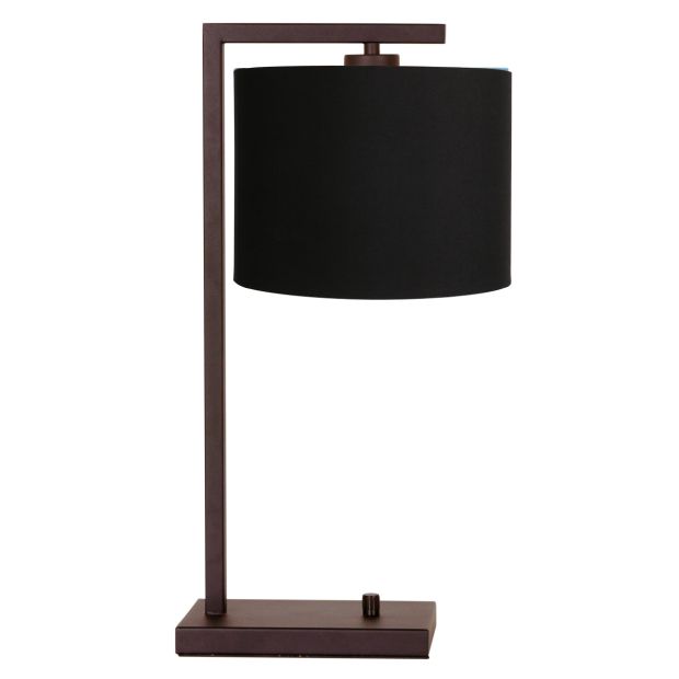 Cacao Tischlampe Stang 4883CA mit schwarzem Leinen-Schirm