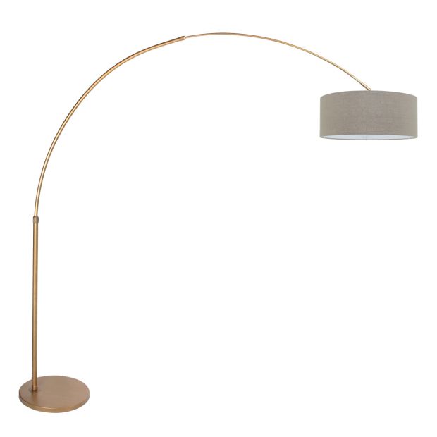 Lampadaire Sparkled Light 4904BR en bronze avec abat-jour en lin gris grossier