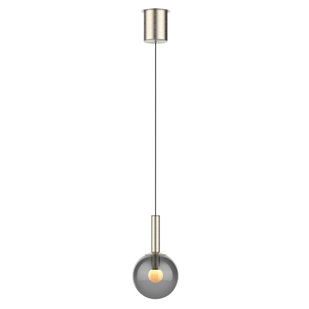 Steel pendant lamp Volari 4905ST with smoke glass and cable lift