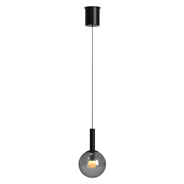 Black pendant lamp Volari 4905ZW with smoke glass and cable-lift