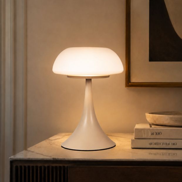 Cream table lamp Ancilla 5557CR with matte white glass shade
