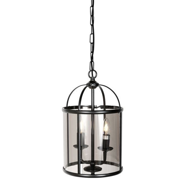 P pendant lamp Pimpernel 5971ZW black with smoked glass Ø23 cm