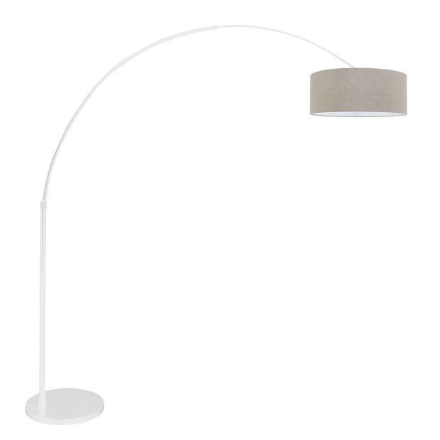 Arc lamp Sparkled Light 7170W white with gray coarse linen shade